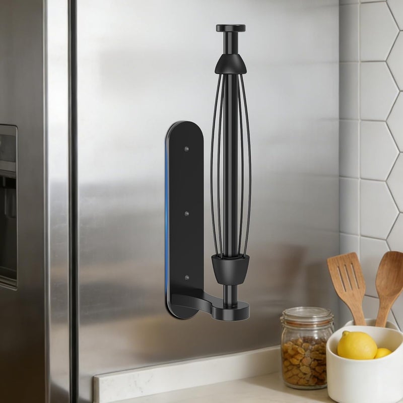 Swaitee Magnetic Paper Towel Holder, One-Handed Tear, Adhesive, Black, Paper Towel Holder Wall Mount with Ratchet Mechanism for Refrigerator, Camper, Garage, Rv, Kitchen, Bathroom, Farmhouse - Image 1